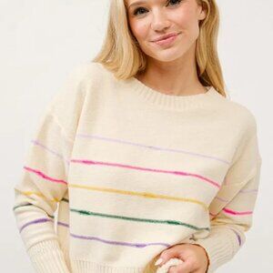 And The Why Multi Striped Pullover Sweater Top